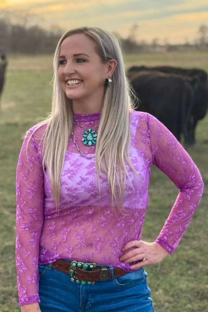 Sterling Kreek Purple Skies Lace Top Product Image