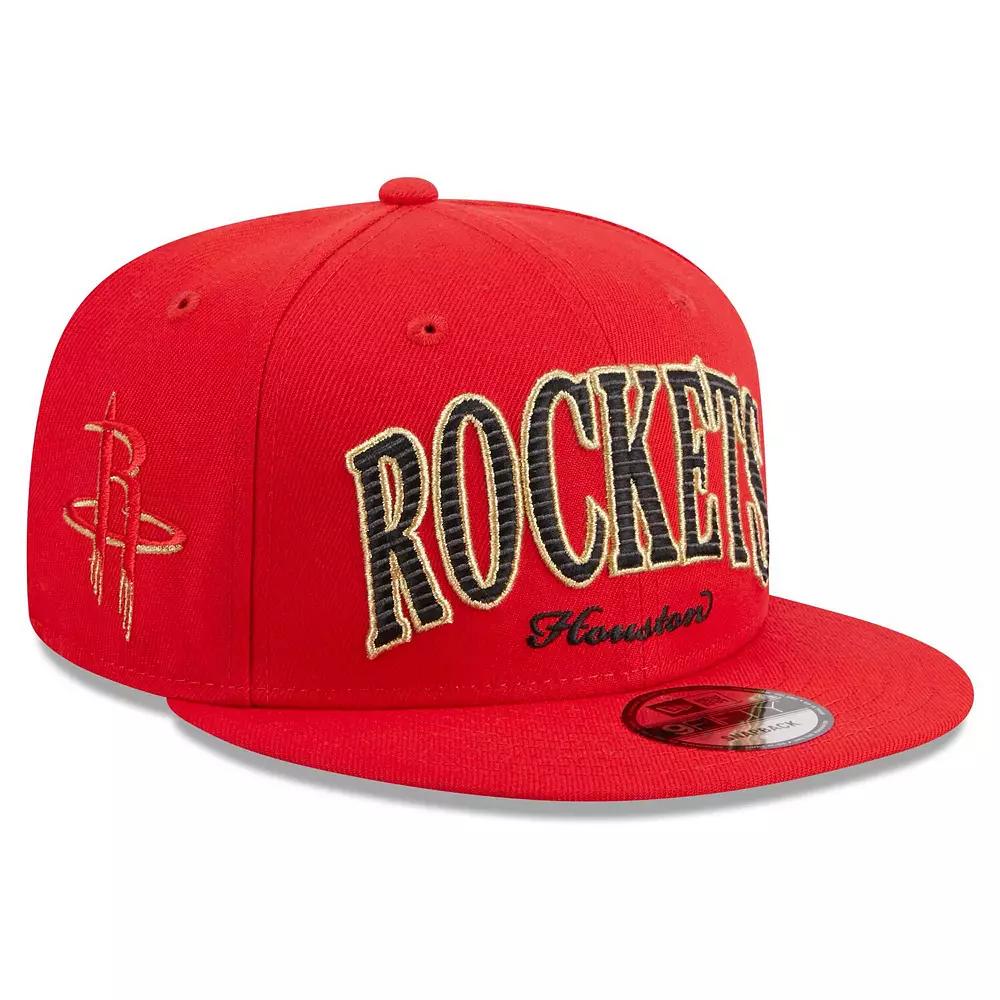 Men's New Era Red Houston Rockets Golden Tall Text 9FIFTY Snapback Hat Product Image