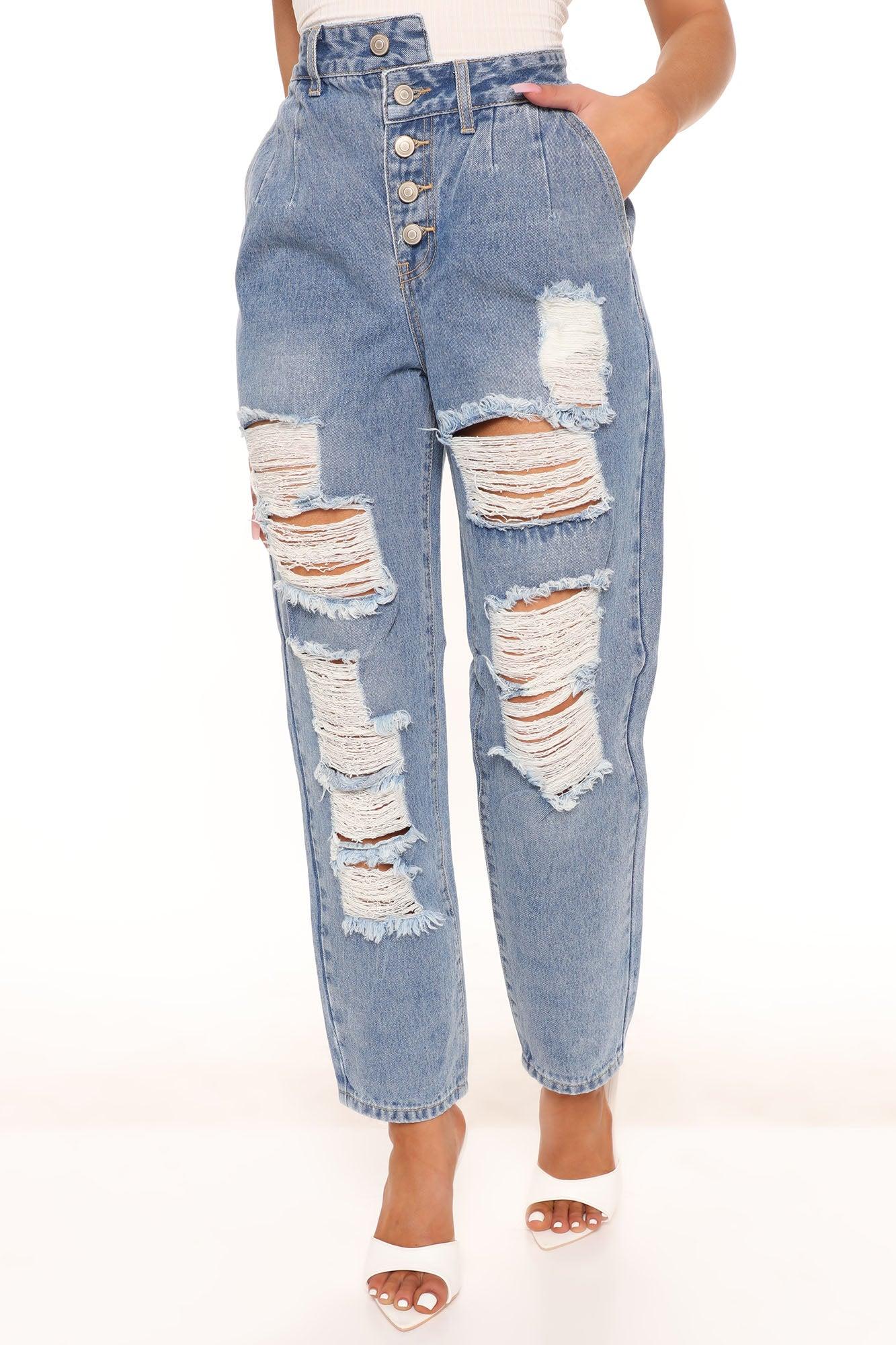 Crossover Mom Jeans - Medium Blue Wash Product Image