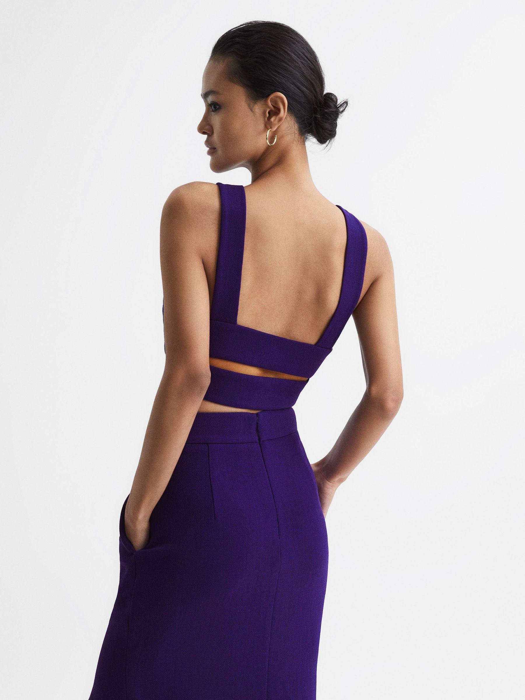 Deep V-Neck Crop Top in Purple Product Image
