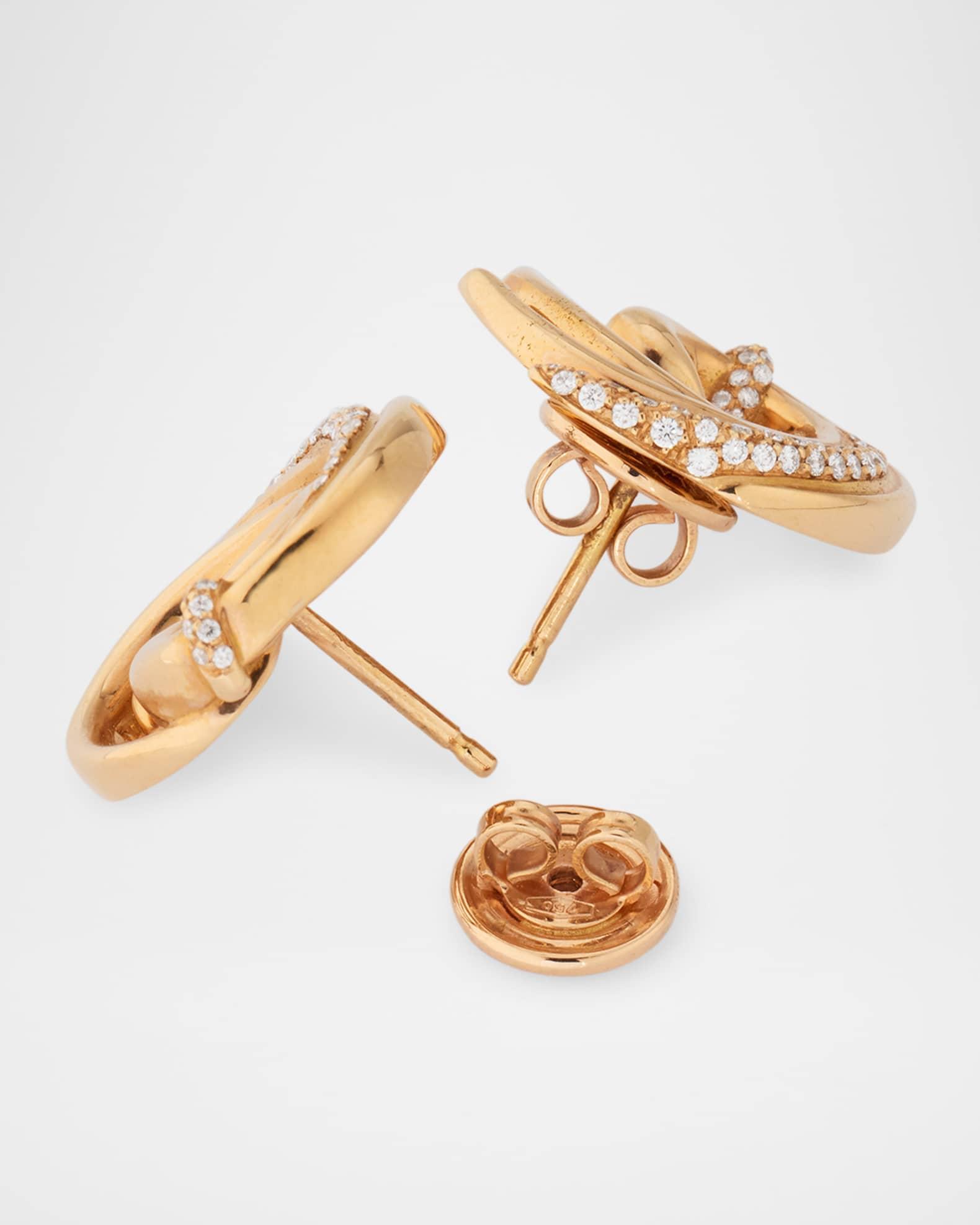 18K Rose Gold Swan Earrings with Diamonds Product Image