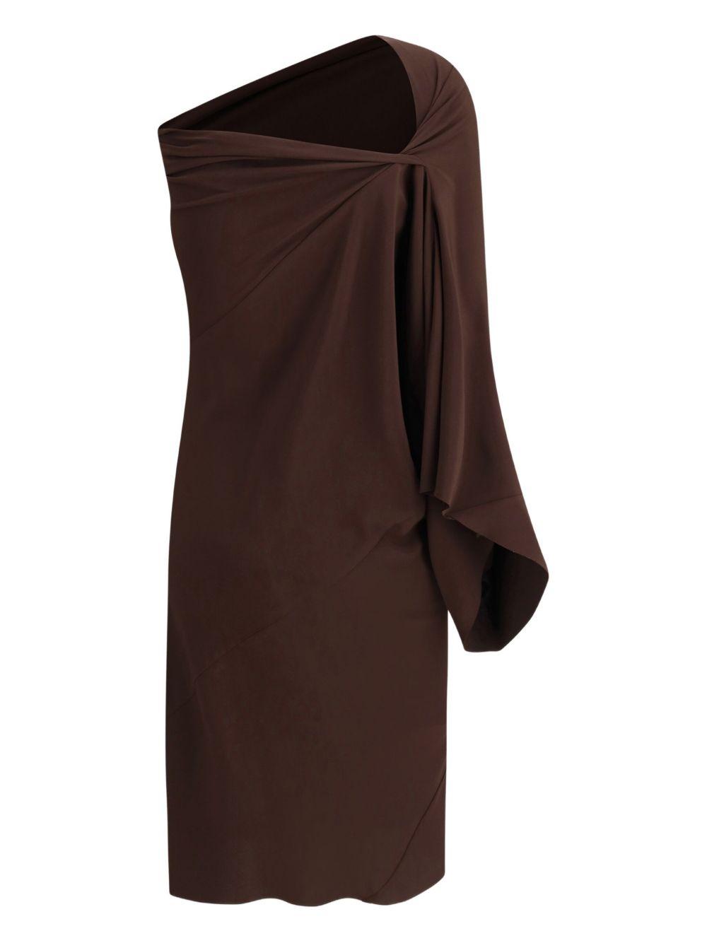 RICK OWENS One-shoulder Draped Dress In Brown Product Image