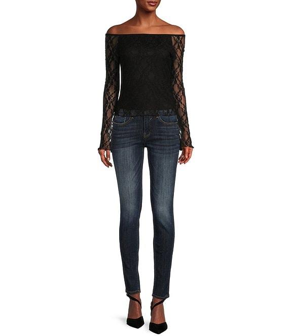 Honey & Sparkle Lace Off The Shoulder Long Sleeve Top Product Image