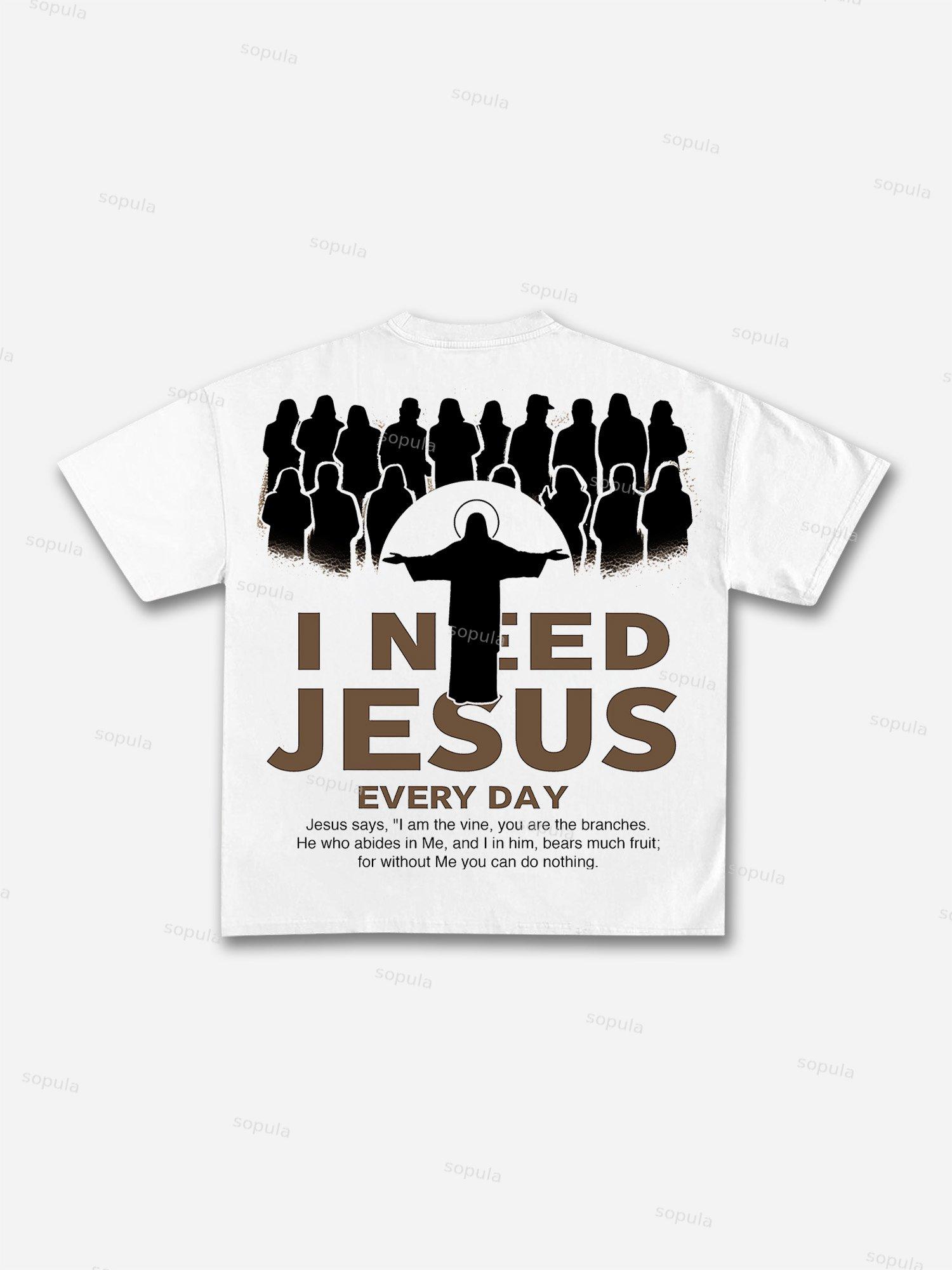 I Need Jesus Cotton T-shirt Product Image