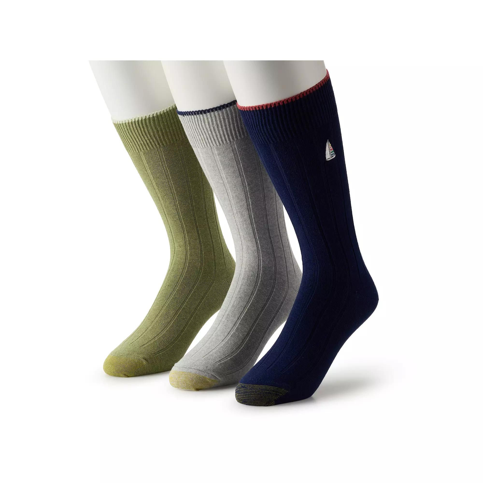Men's GOLDTOE® 3-pk. Hampton Embroidery Socks, Size: 6-12, Sailboat Embroider Product Image