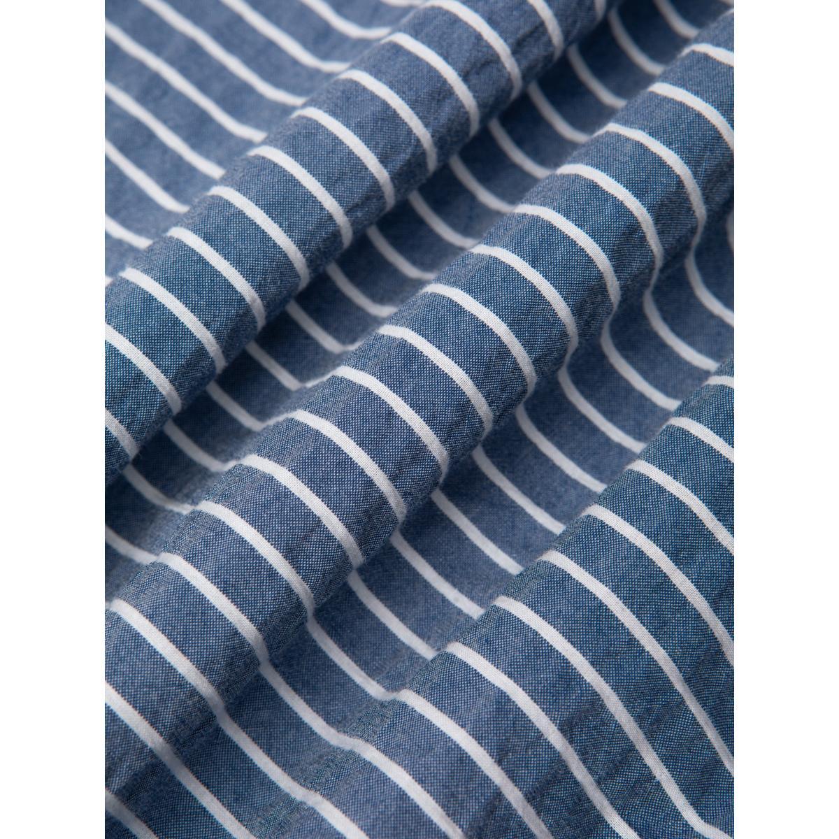 Aberlady Shirt in Blue White Stripe Seersucker Product Image