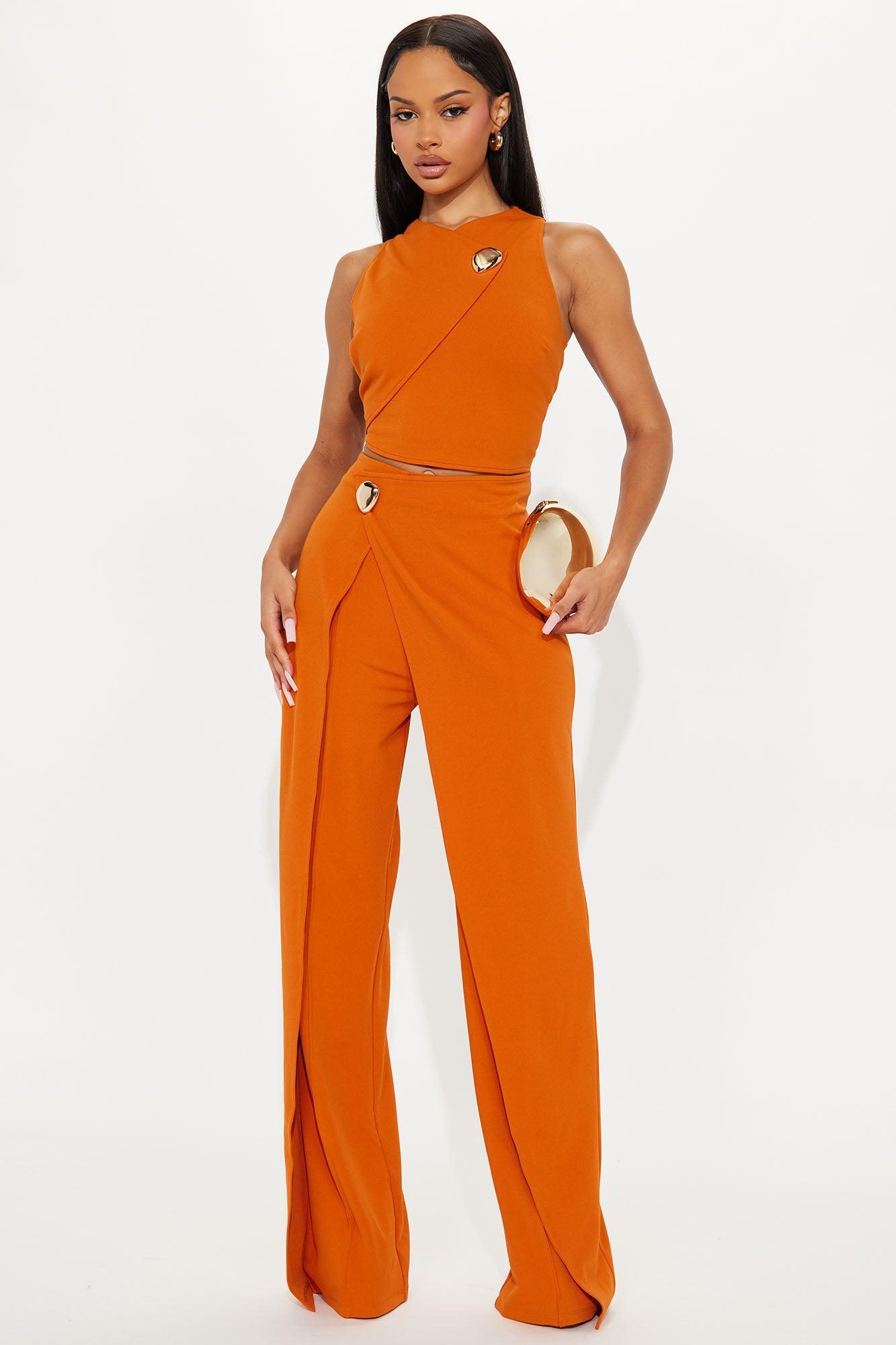 Clementine WrapPant Set - Orange Female Product Image