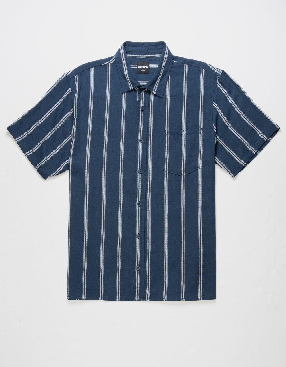 RSQ Mens Stripe Linen Blend Shirt - NAVY/WHITE Product Image