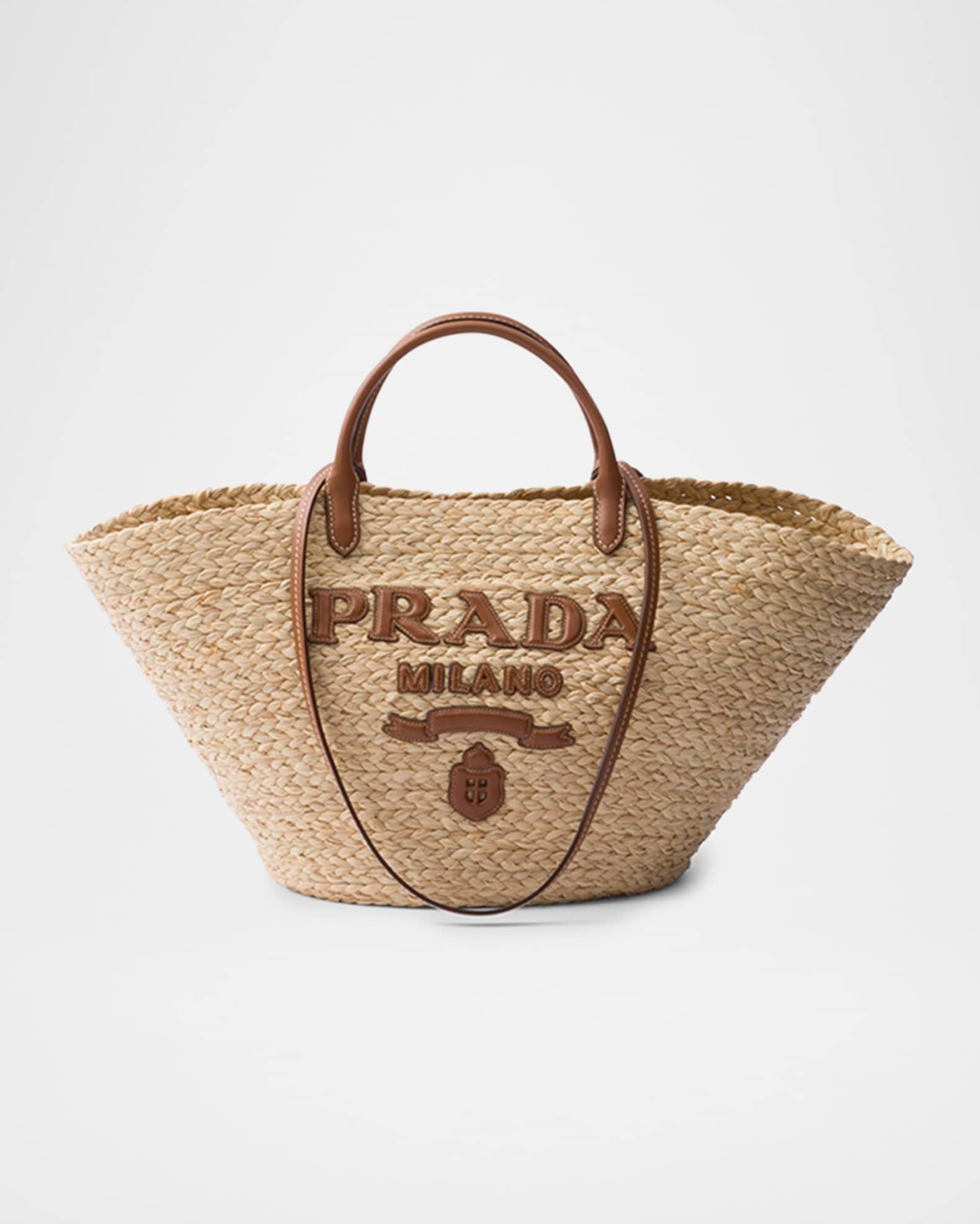 Large Raffia and Leather Tote Bag Product Image