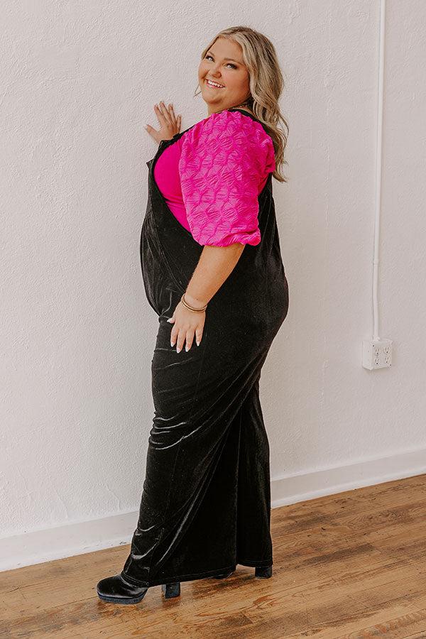 Holiday Cheer Velvet Jumpsuit in Black Curves Product Image