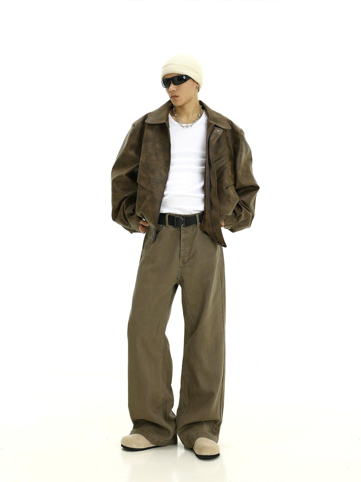 RT No. 10266 COFFEE WIDE STRAIGHT PANTS Product Image