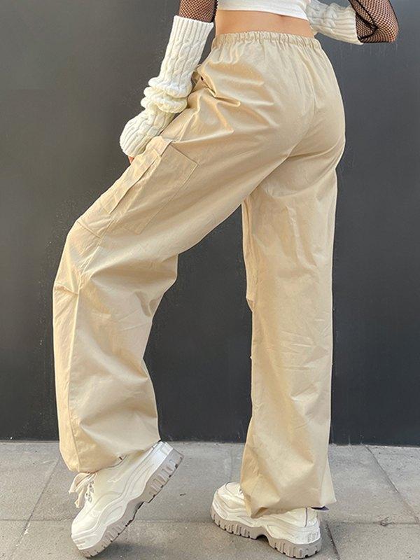 Patched Detail Low Waist Cargo Pants Product Image