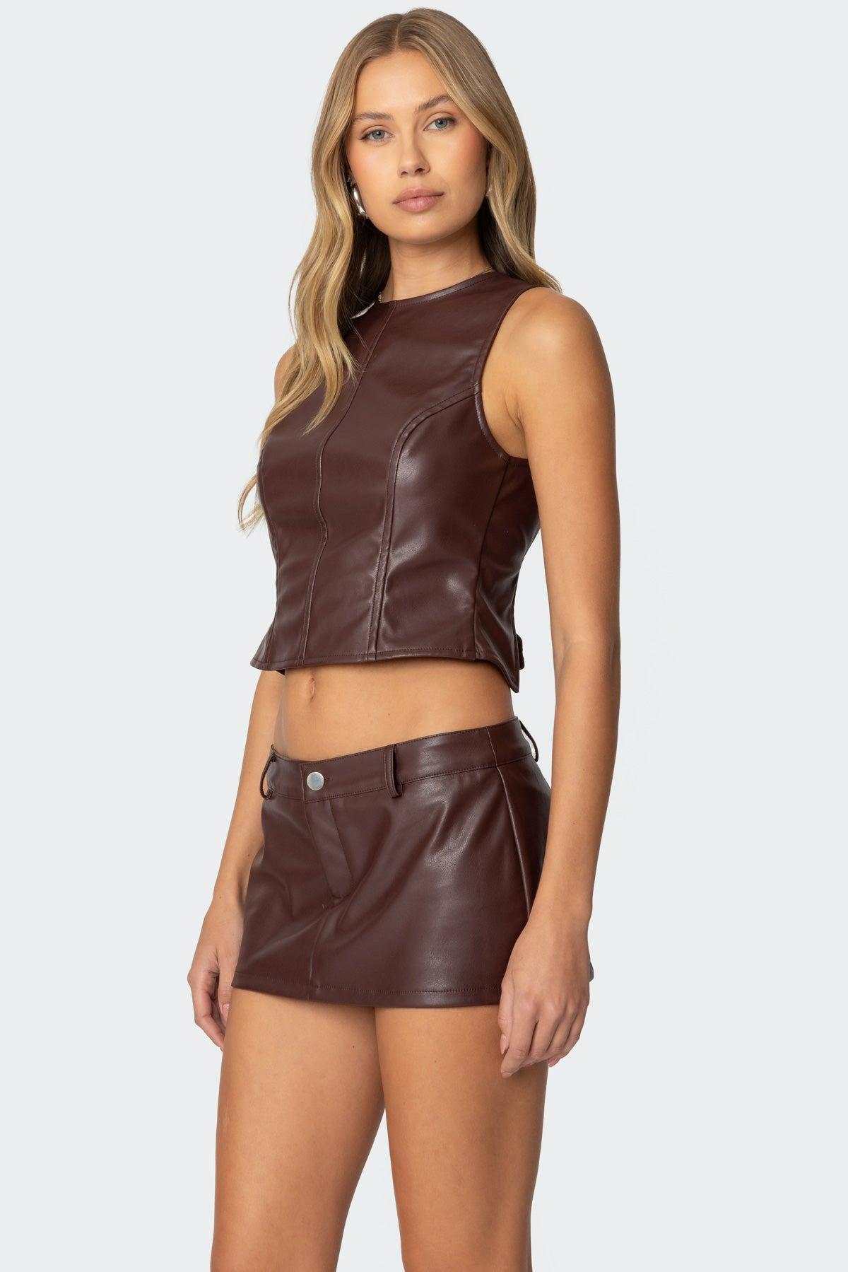 Frances Backless Faux Leather Top Product Image