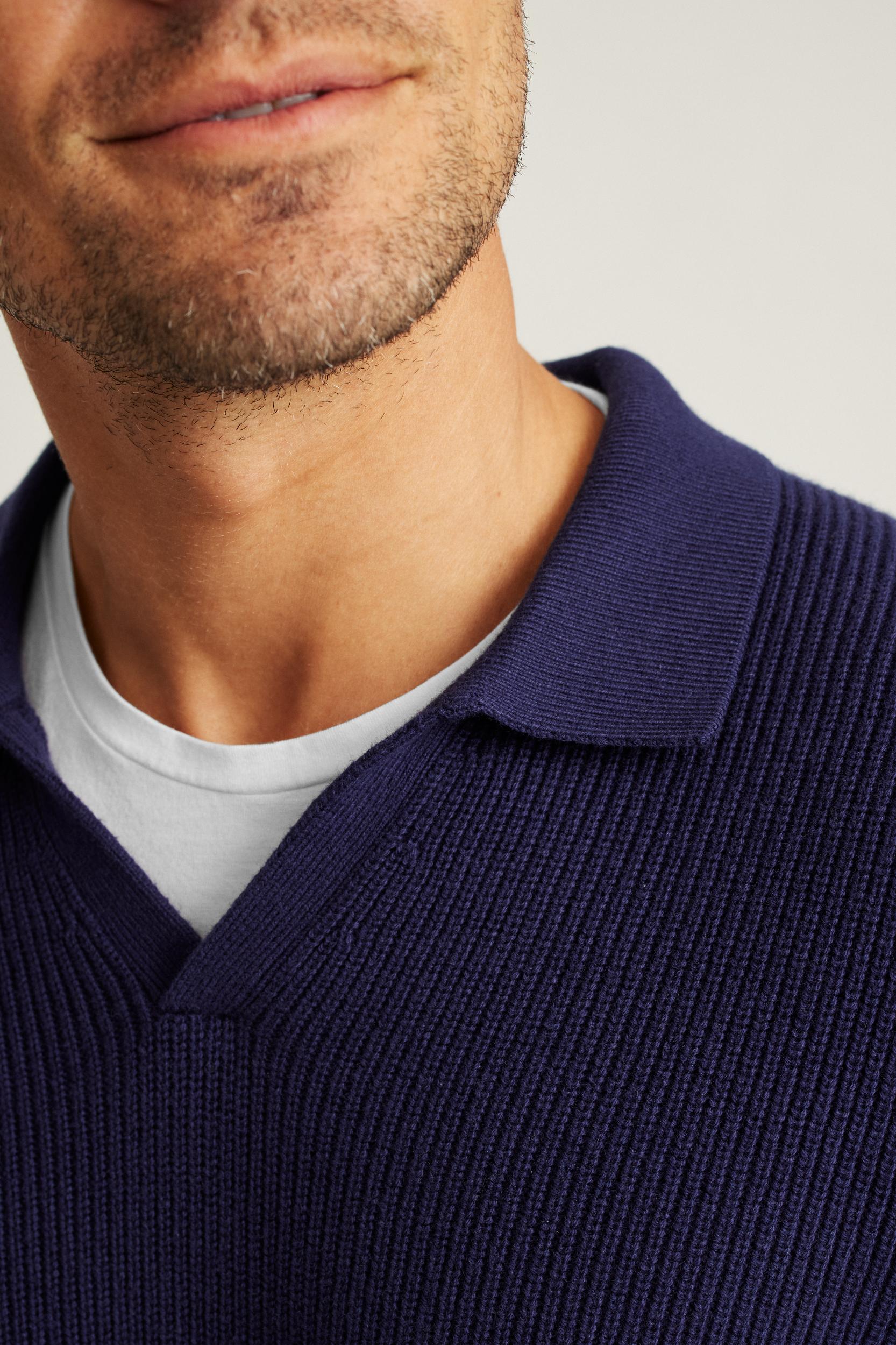 Cotton Cashmere Long Sleeve Sweater Polo Product Image