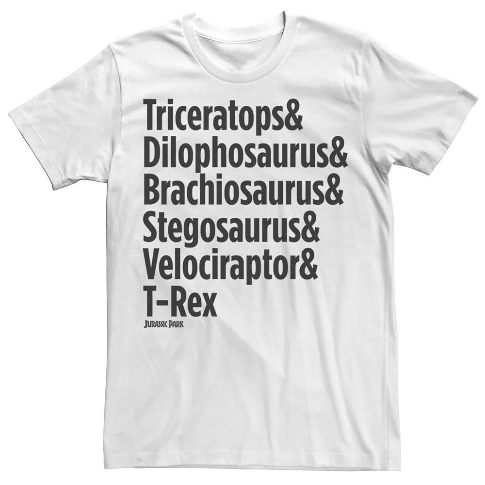 Men's Jurassic Park Dinosaur Name Types Tee,  Product Image