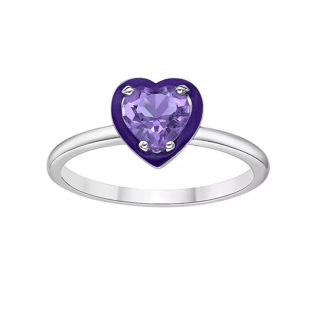 Gemminded Sterling Silver Amethyst Heart Ring, Women's, Size: 7 Product Image