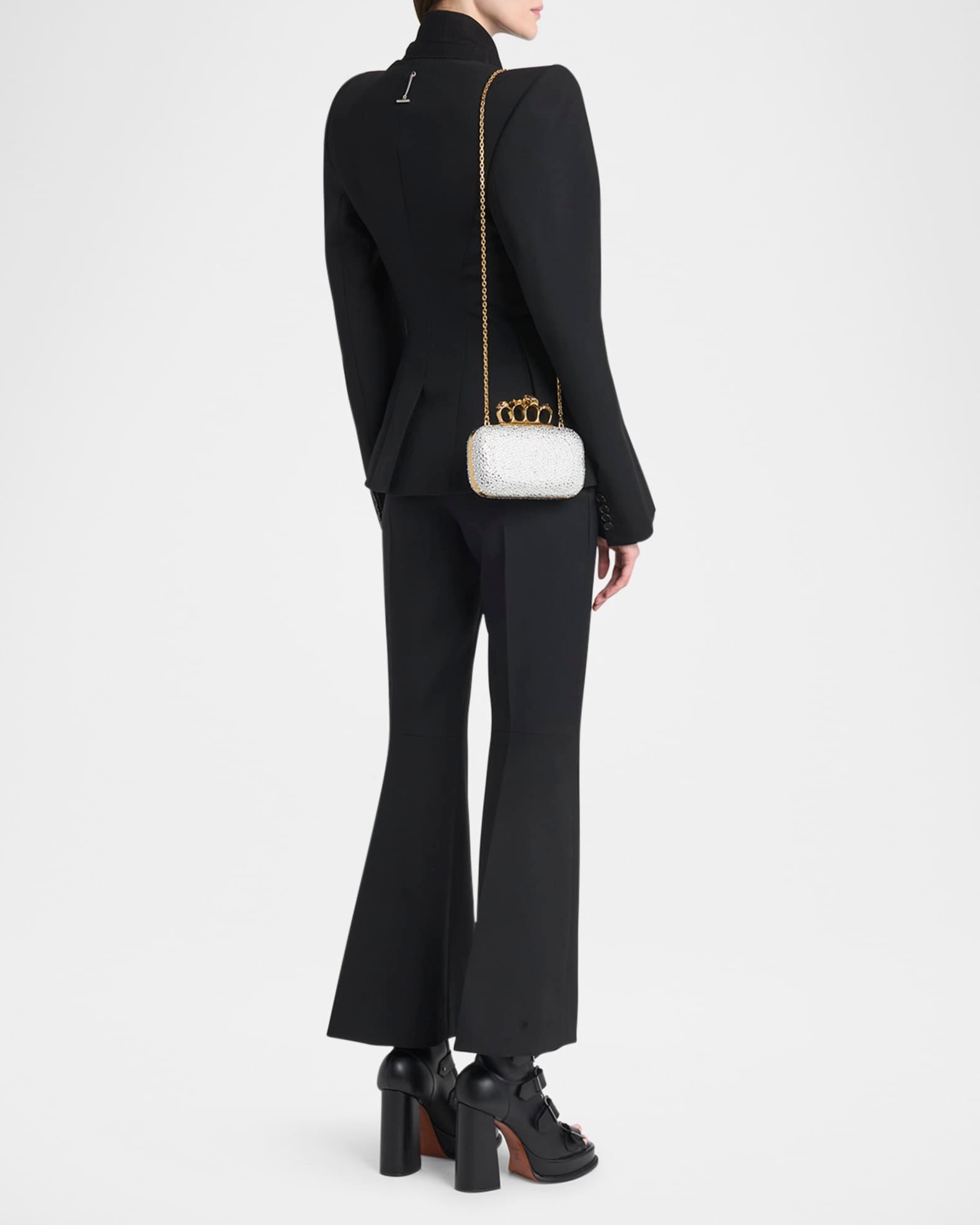 Skull Four Ring Embellished Leather Clutch Bag Product Image