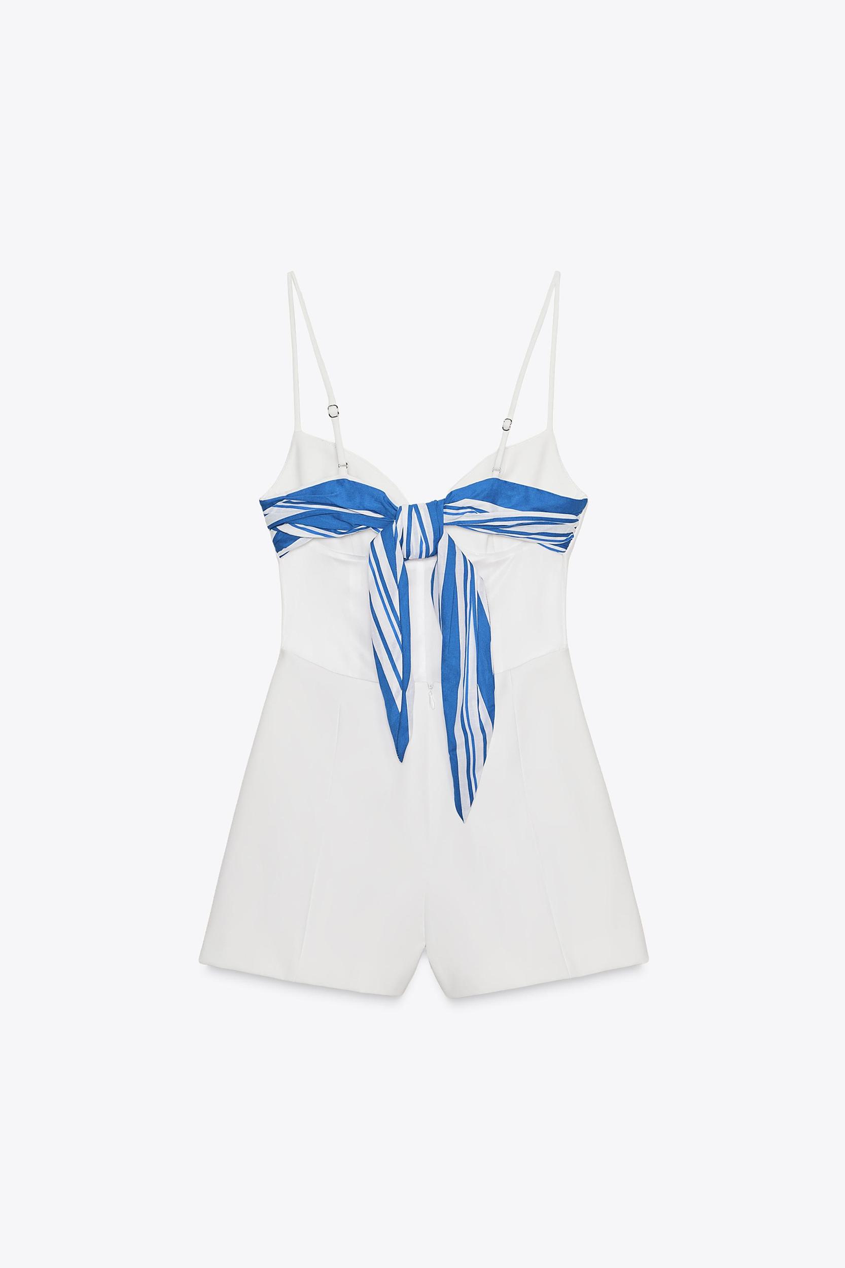 STRIPED HANDKERCHIEF CUT OUT SHORT JUMPSUIT Product Image