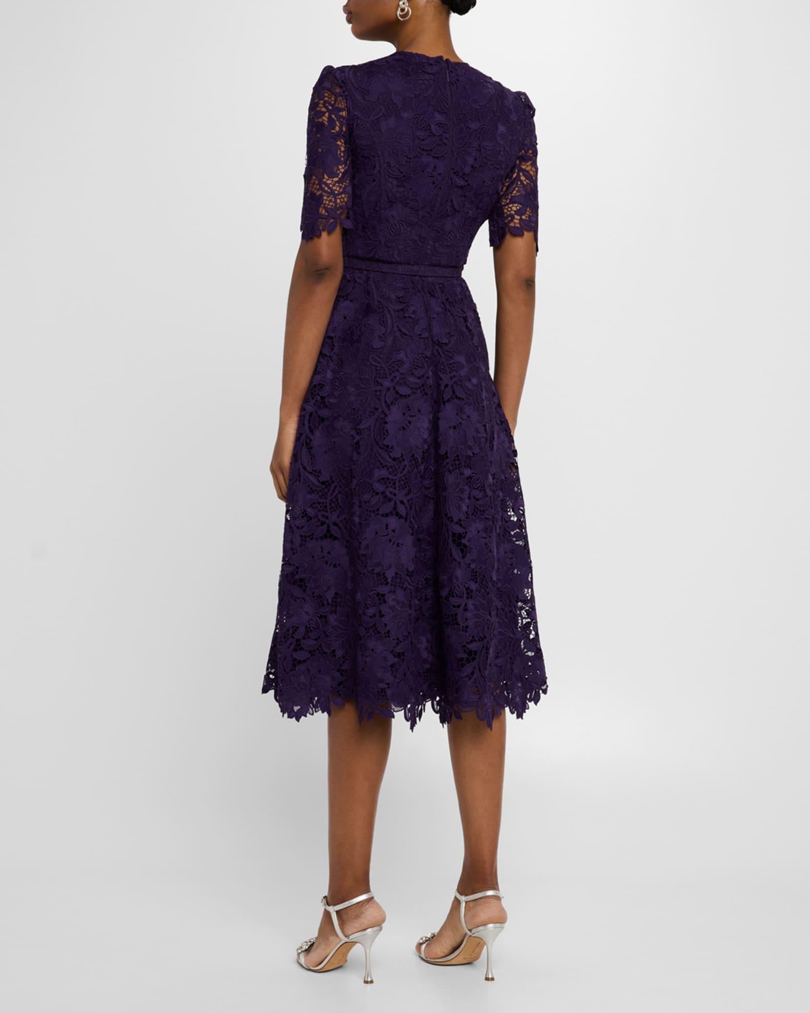 Floral Toile Lace Belted Midi Dress Product Image