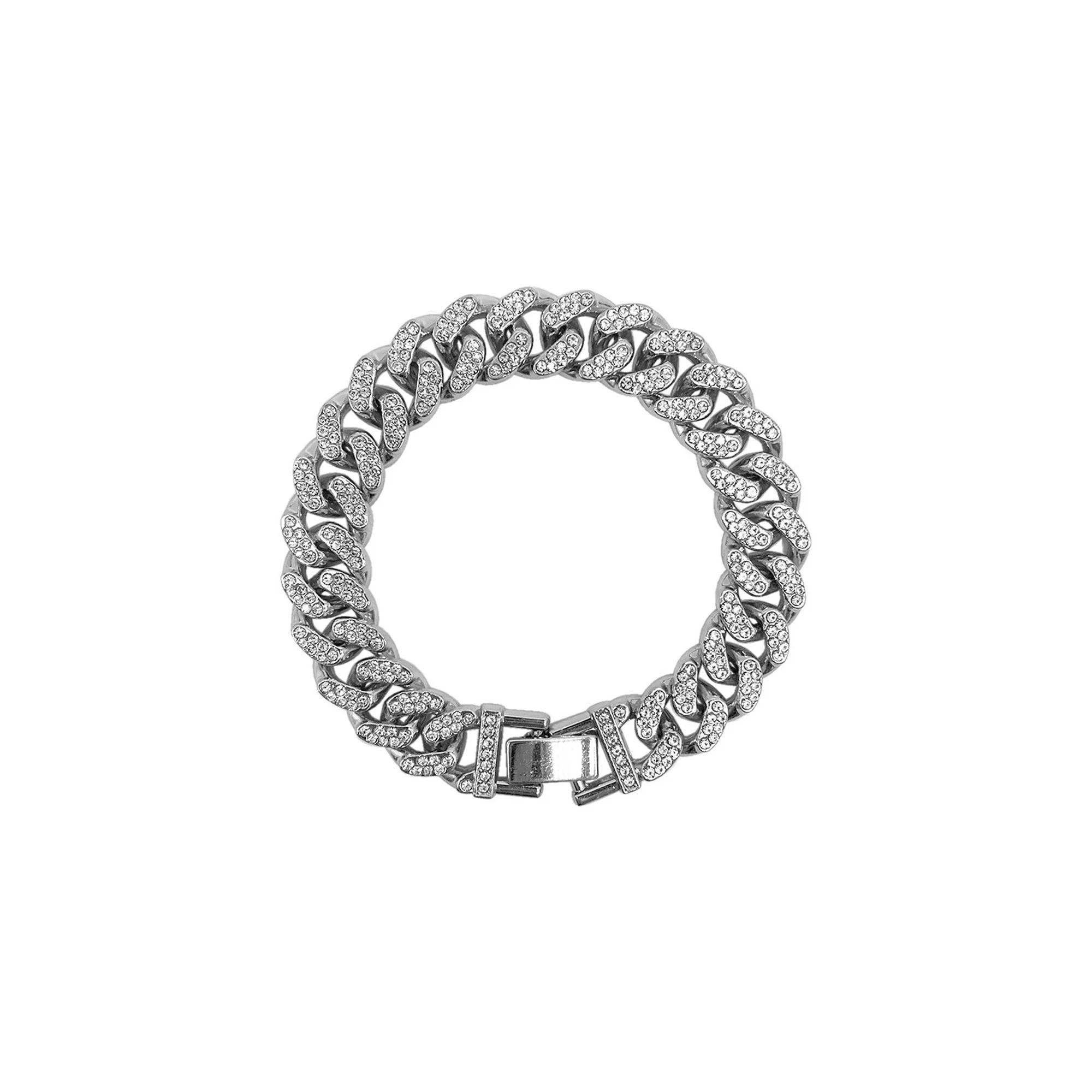 Adornia Silver Tone Cubic Zirconia Flat Curb Chain Bracelet, Women's Product Image