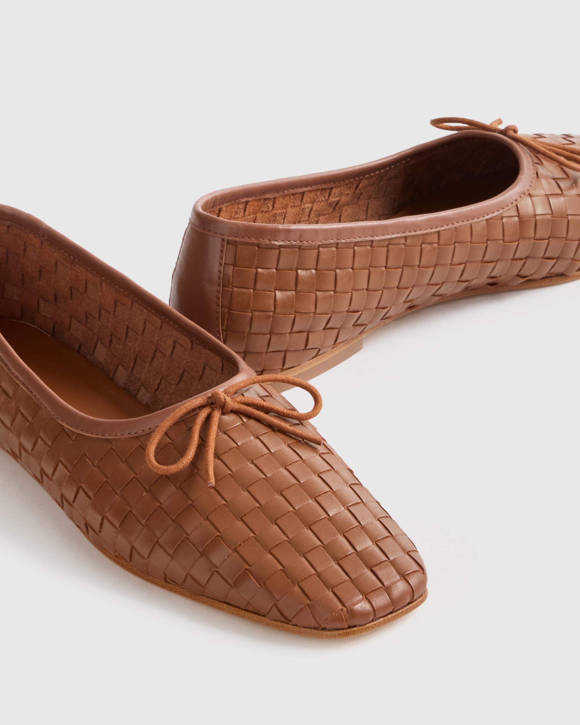 Quince | Women's Italian Leather Handwoven Square Toe Ballet Flat Product Image