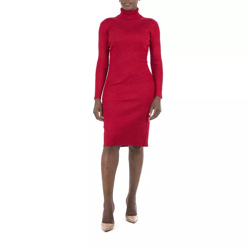 Women's Nina Leonard Midi Sheath Sweater Dress, Size: XL, Red Product Image