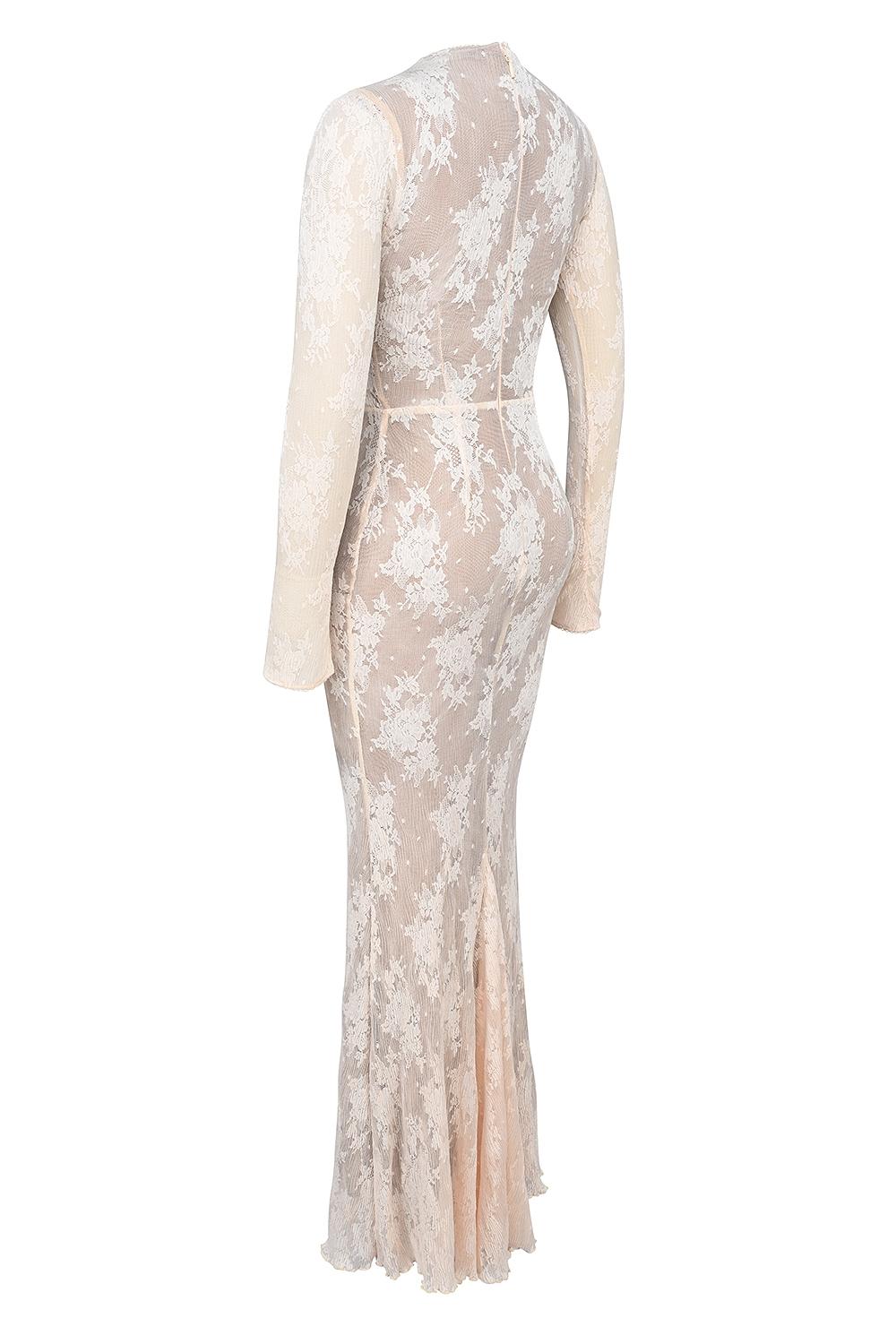 Isoline  peach lace maxi dress Product Image