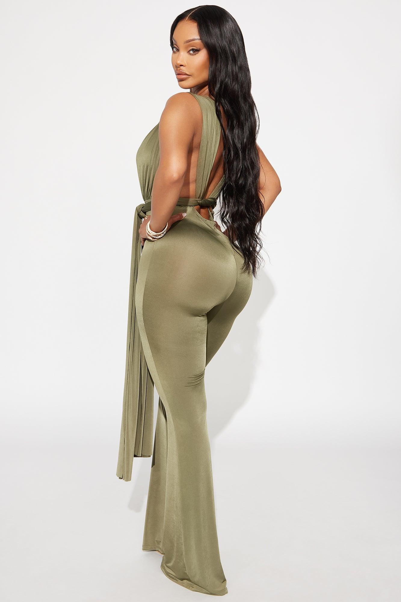 Charlotte Wide Leg Jumpsuits - Olive Product Image