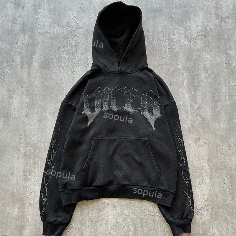 Sopula Vintage Street Wing Flame Graphic Pockets Hoodie Product Image