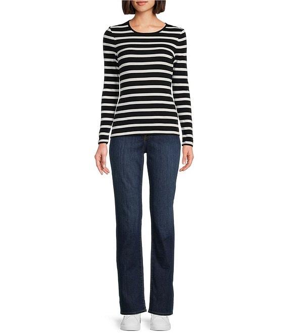 Lauren Ralph Lauren Cotton Stripe Crew Neck Long Sleeve Slim Fit Top Product Image