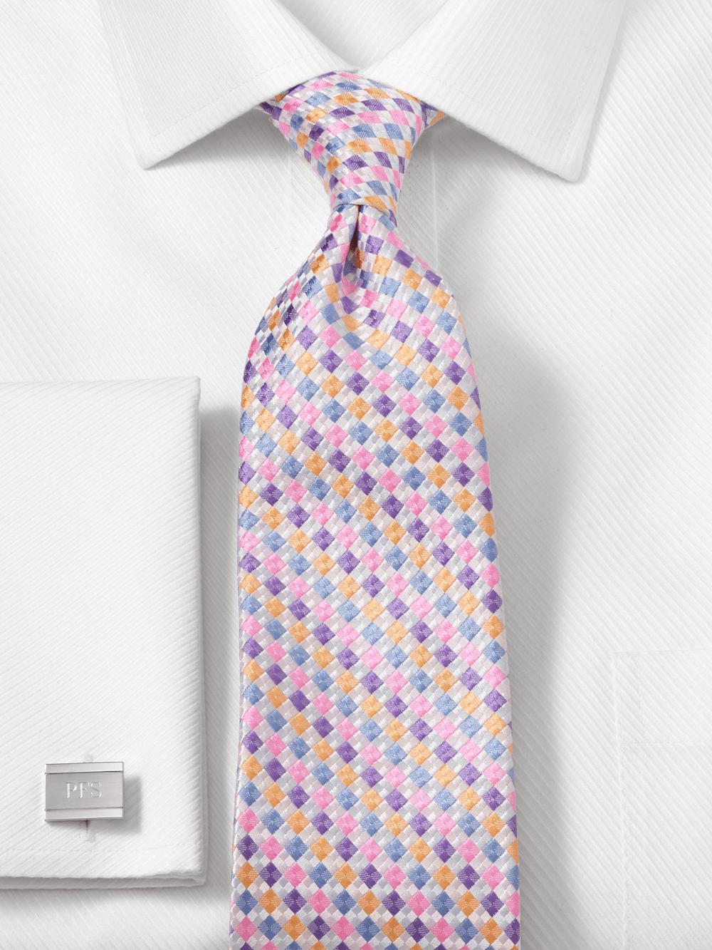 Geometric Woven Silk Tie - Purple Multi Product Image