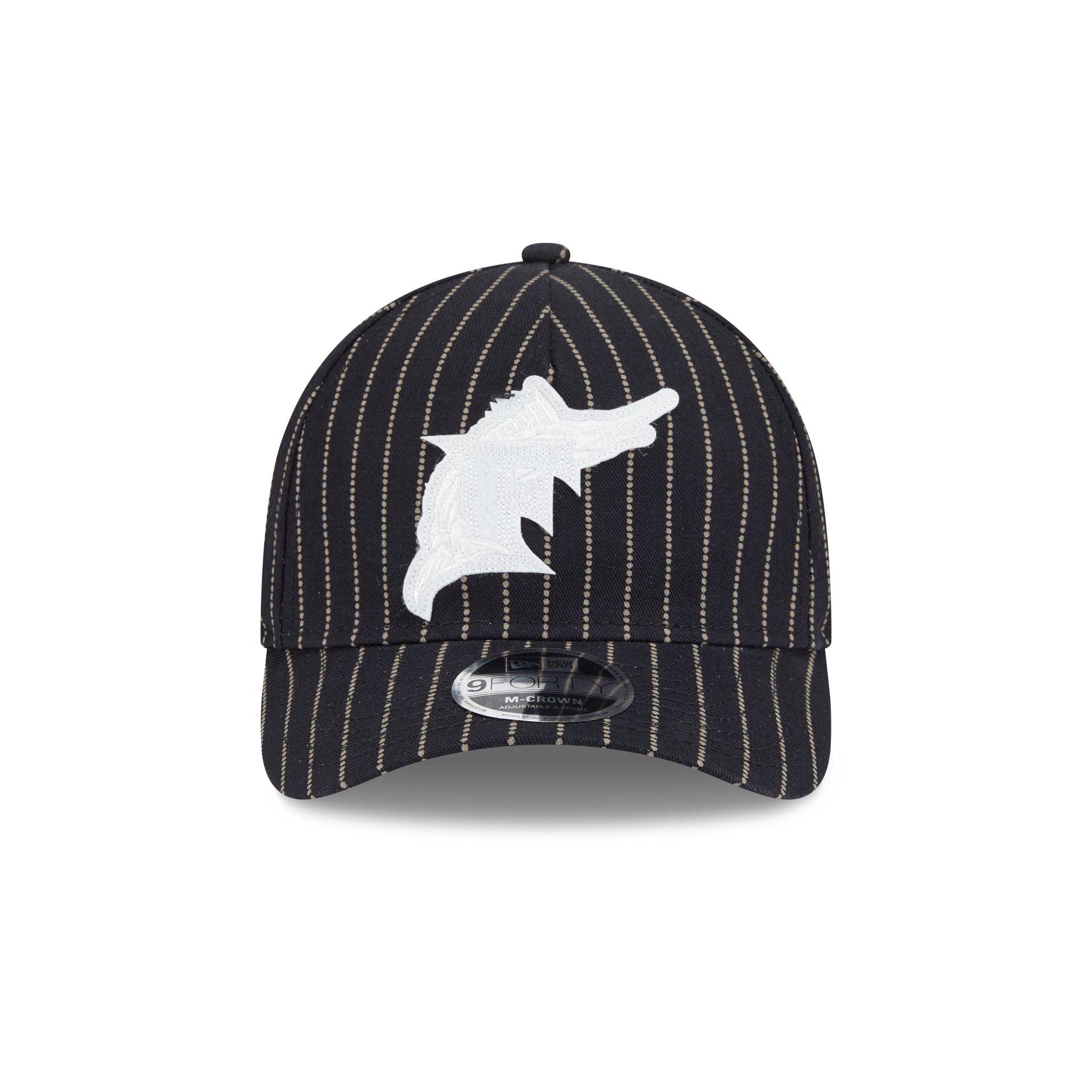 Miami Marlins Dotted Pinstripe 9FORTY M-Crown A-Frame Adjustable Hat Male Product Image