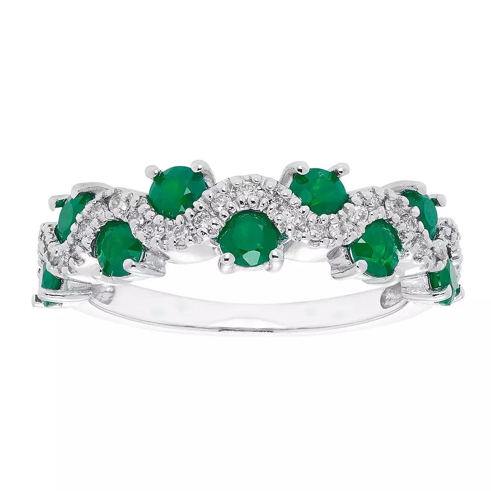 The Regal Collection 14k Gold 1/6 Carat T.W. Diamond & Emerald Ring, Women's,  Product Image