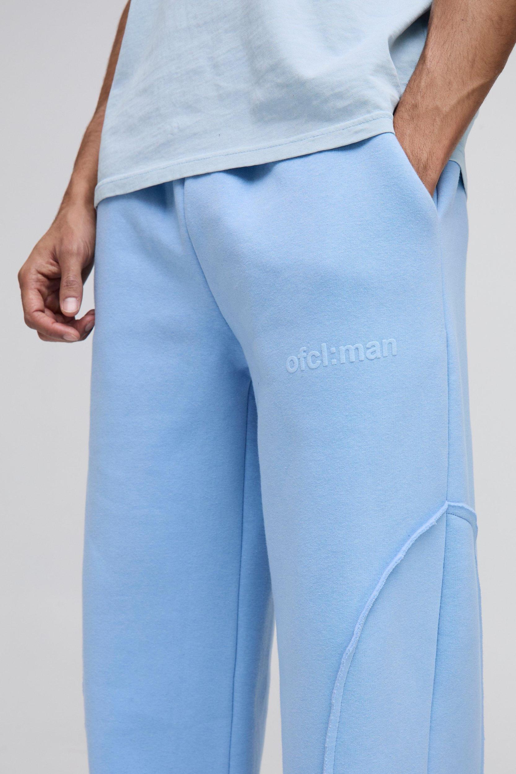 Wide Leg Seam Detail Raw Edge Sweatpants | boohooMAN USA Product Image