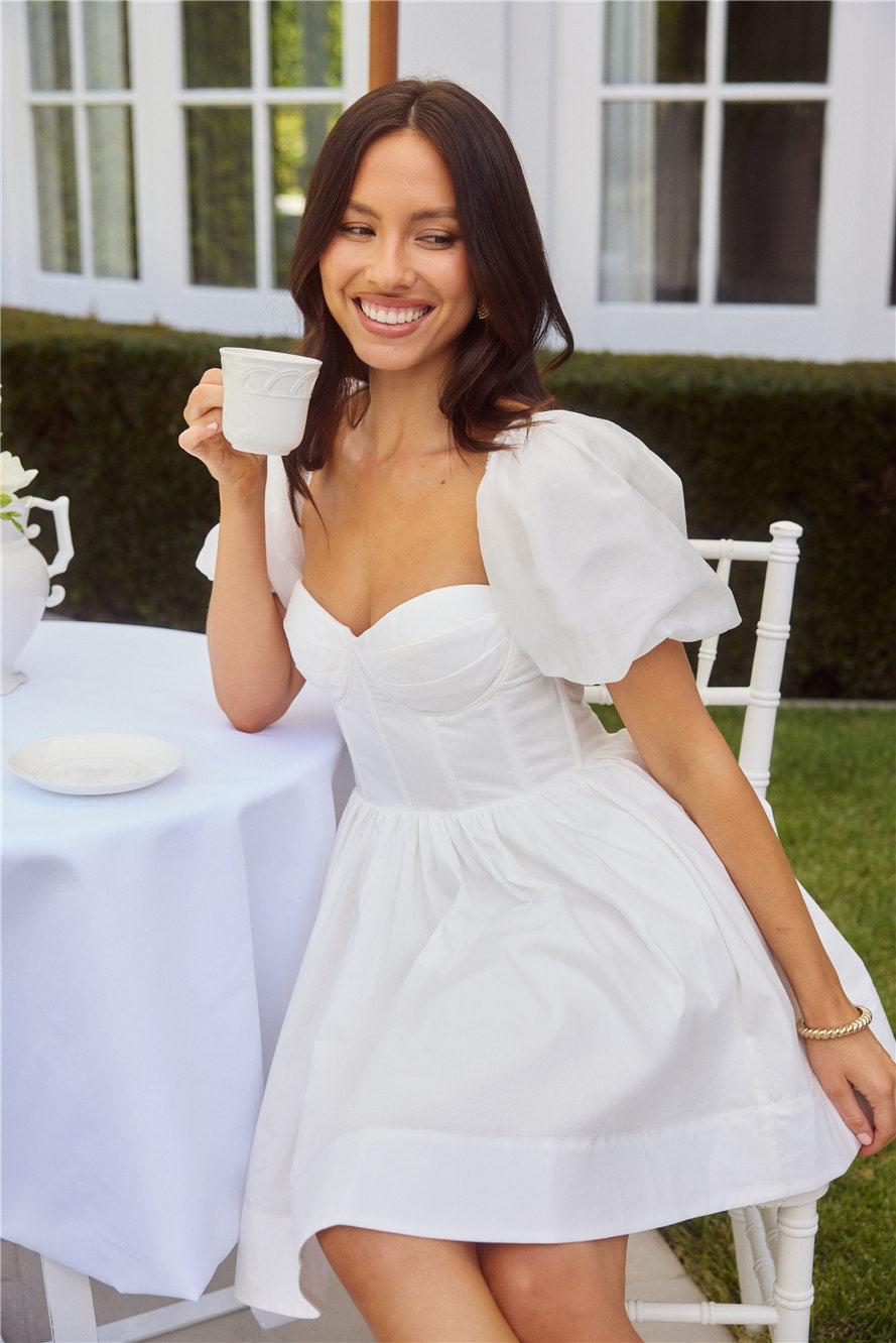 Whispering Luxe Short Sleeve Mini Dress White Product Image