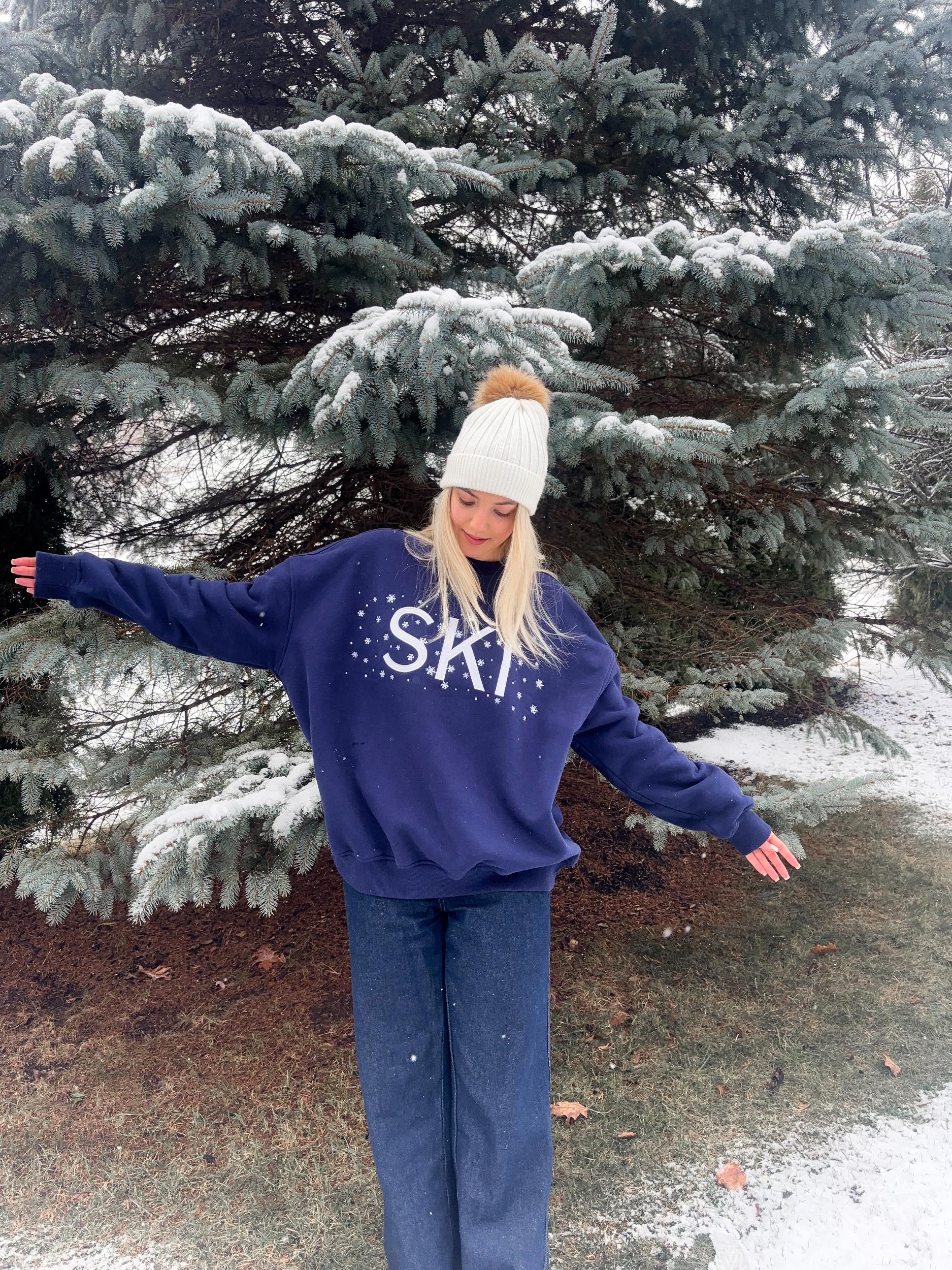 Ski Snowflake Embroider Sweatshirt Product Image