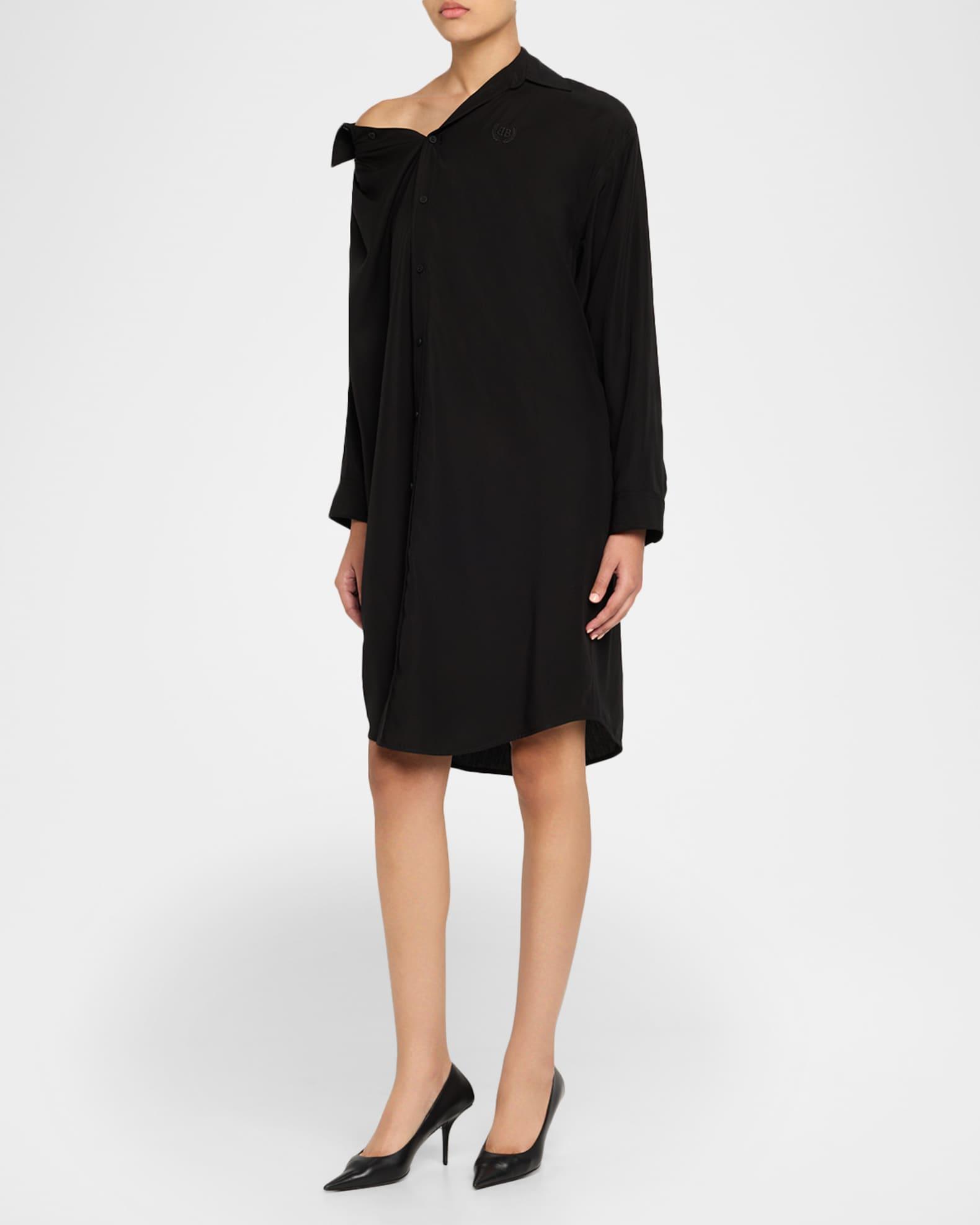 One-Shoulder Button-Down Shirtdress Product Image