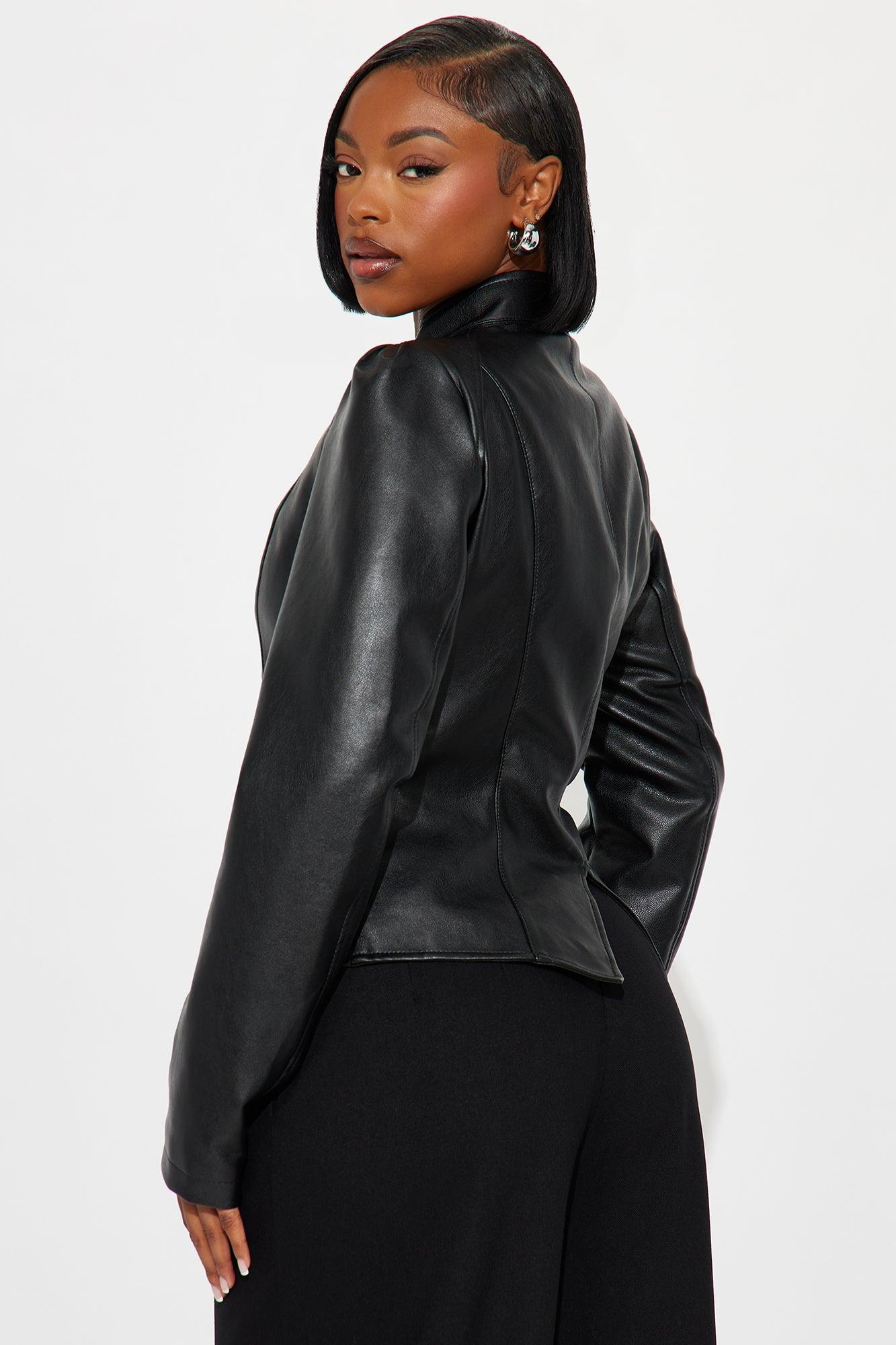 Demi Faux Leather Hourglass Jacket - Black Female Product Image