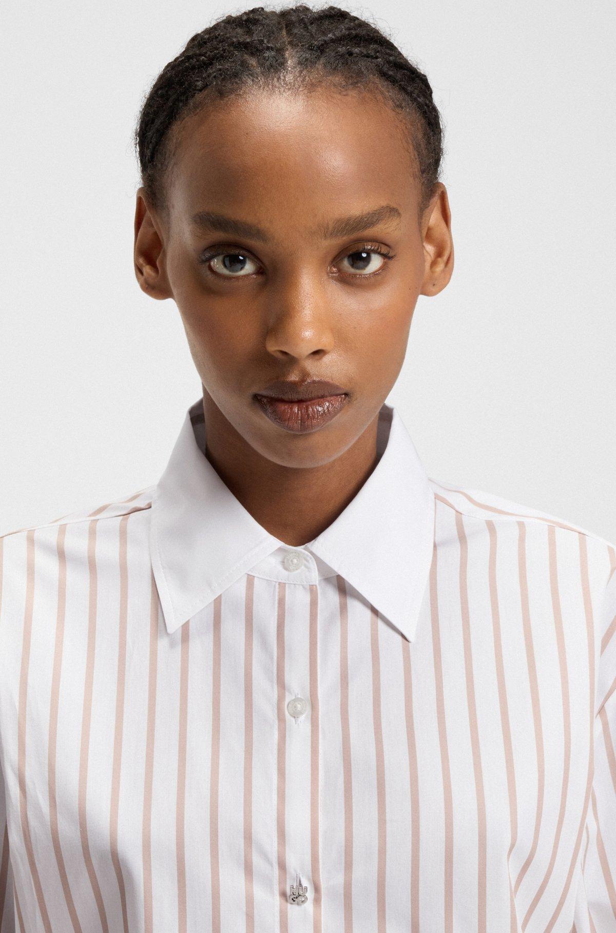 Striped blouse in cotton poplin with contrast trims Product Image