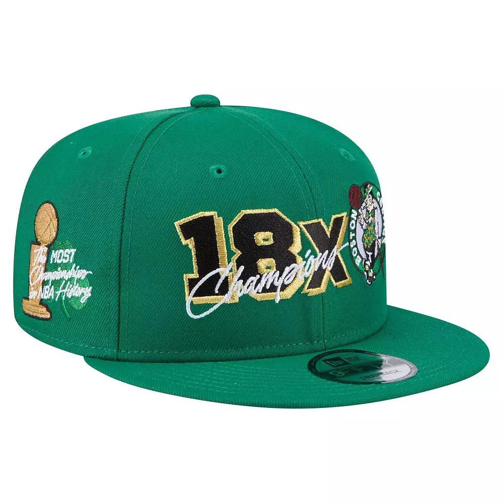 Men's New Era Kelly Green Boston Celtics Big 18x Champs 9FIFTY Snapback Hat Product Image