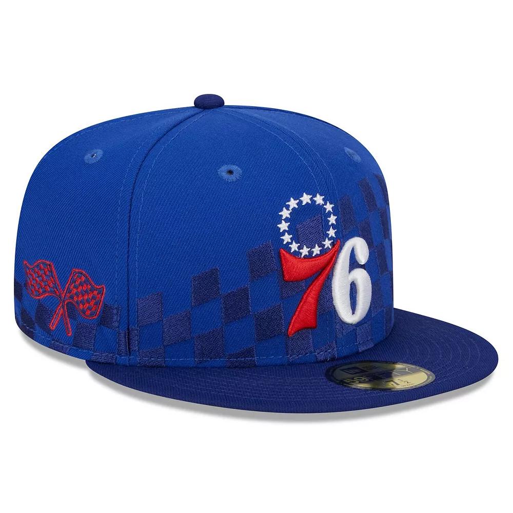 Men's New Era Royal Philadelphia 76ers Rally Drive Checkerboard 59FIFTY Crown Fitted Hat, 76r Blue Product Image
