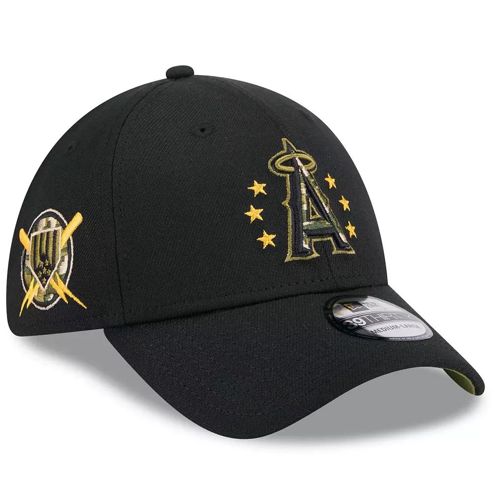 Men's New Era Black Los Angeles Angels 2024 Armed Forces Day 39THIRTY Flex Hat,  Product Image