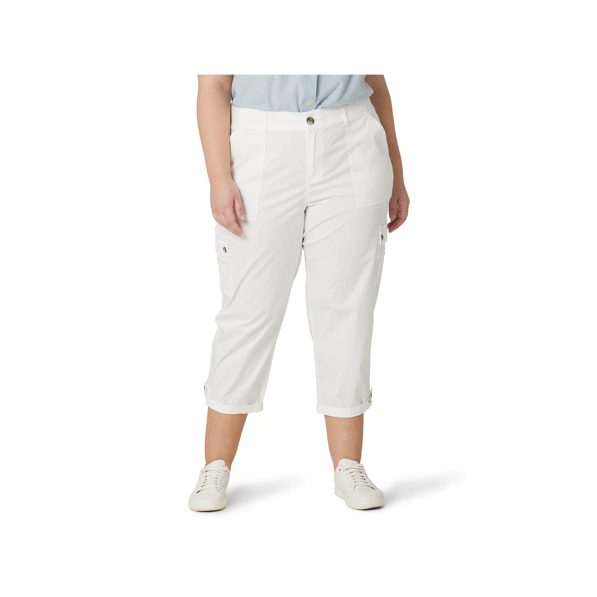 Plus Size Lee® Flex-To-Go Cargo Capri Pants, Women's, Size: 18 - Regular, White Product Image