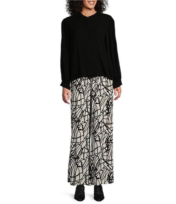 Bryn Walker Osca Netta Print Rayon Crepe Elastic Waist Wide Leg Pants Product Image