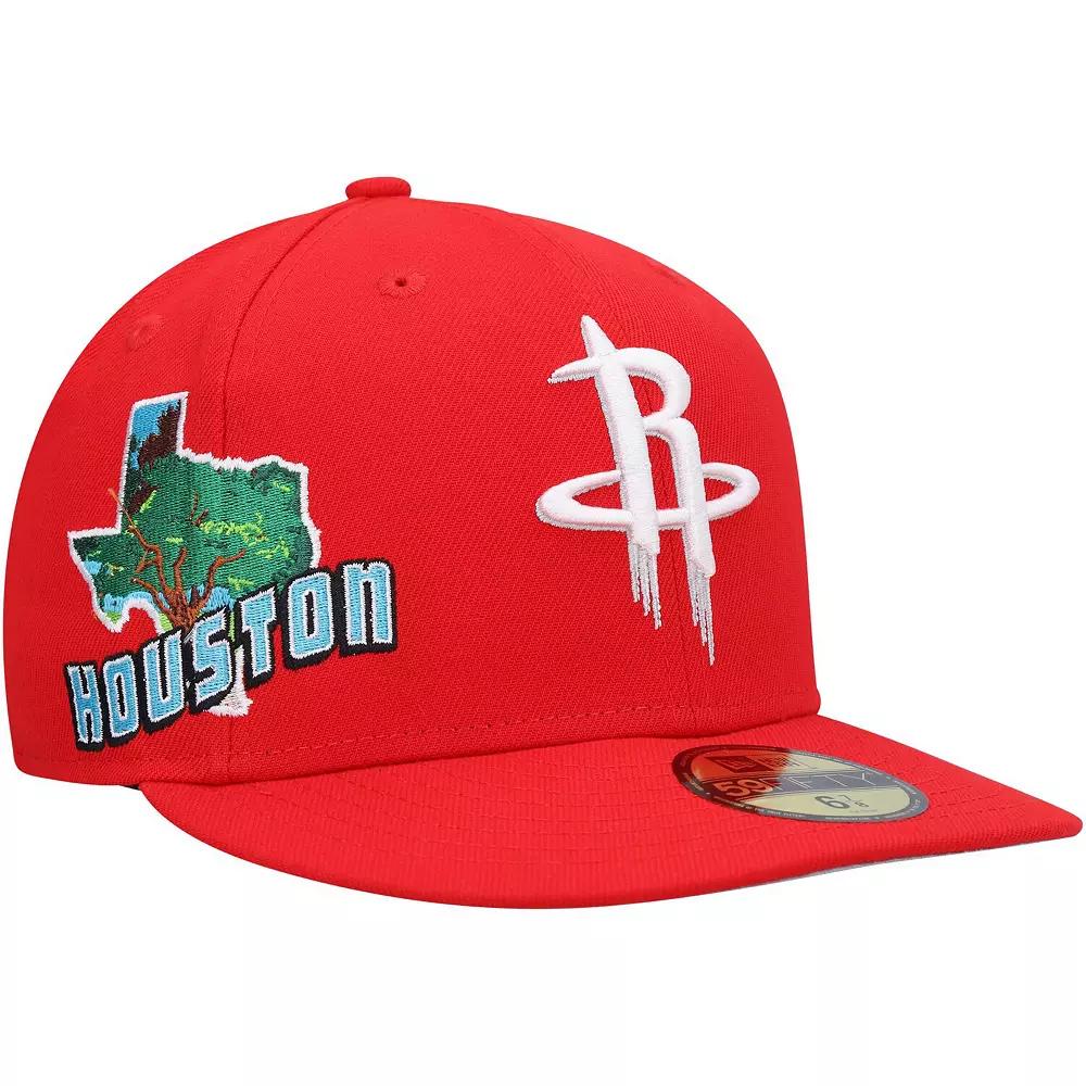 Men's New Era Red Houston Rockets Stateview 59FIFTY Fitted Hat, Size: 7 3/8 Product Image