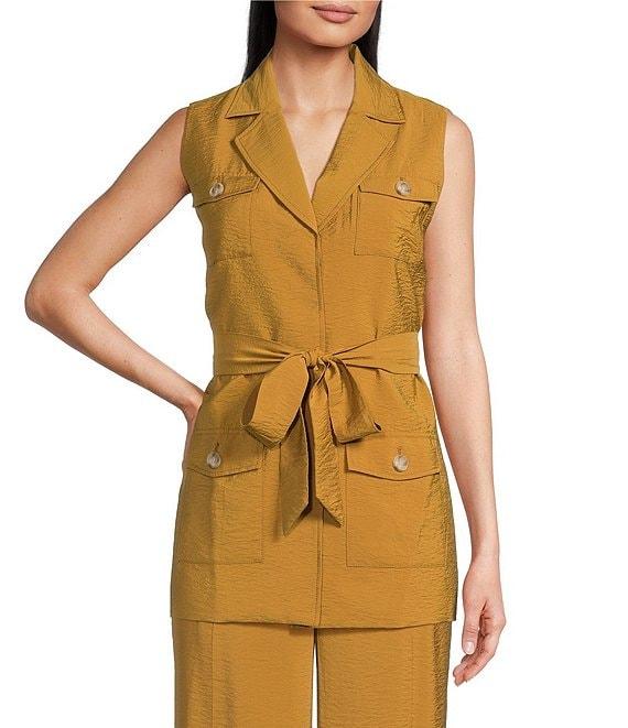 Anne Klein Textured Patch Pockets Belted Vest Product Image