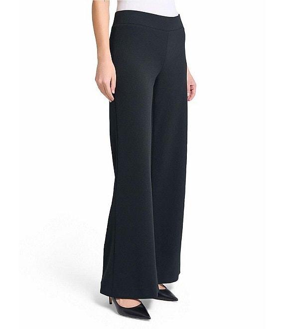 Ming Wang Stretch Crepe Flat Front Wide-Leg Pants Product Image