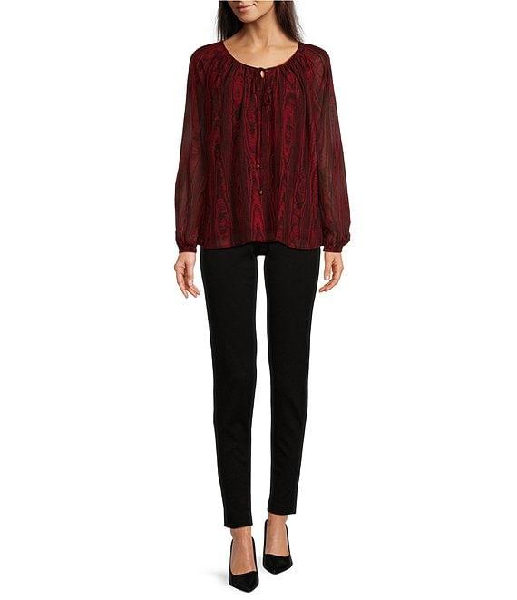 Michael Kors Moire Tie Crew Neck Long Sleeve Top Product Image