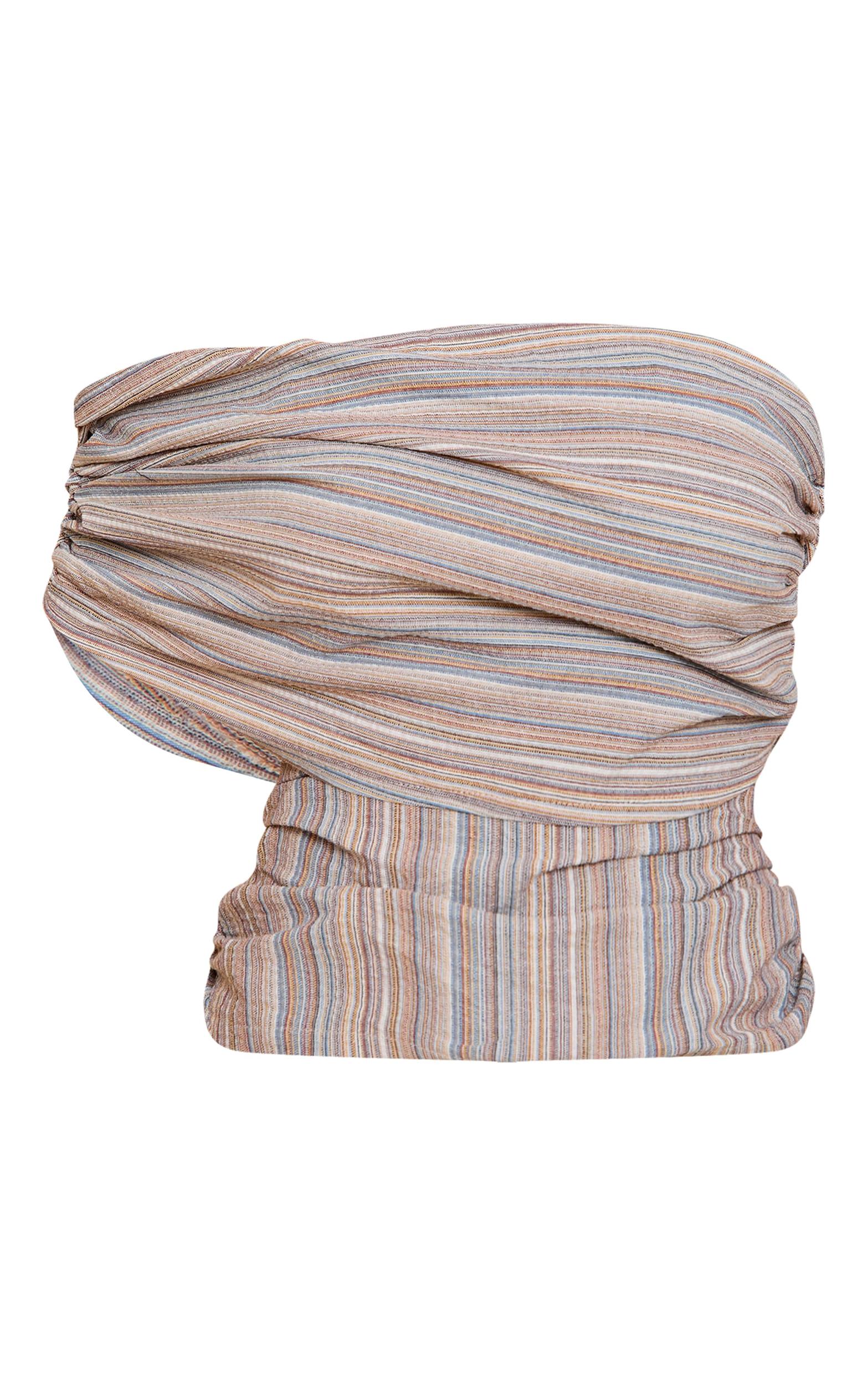 Petite Multi Stripe Ruched One Shoulder Top Product Image