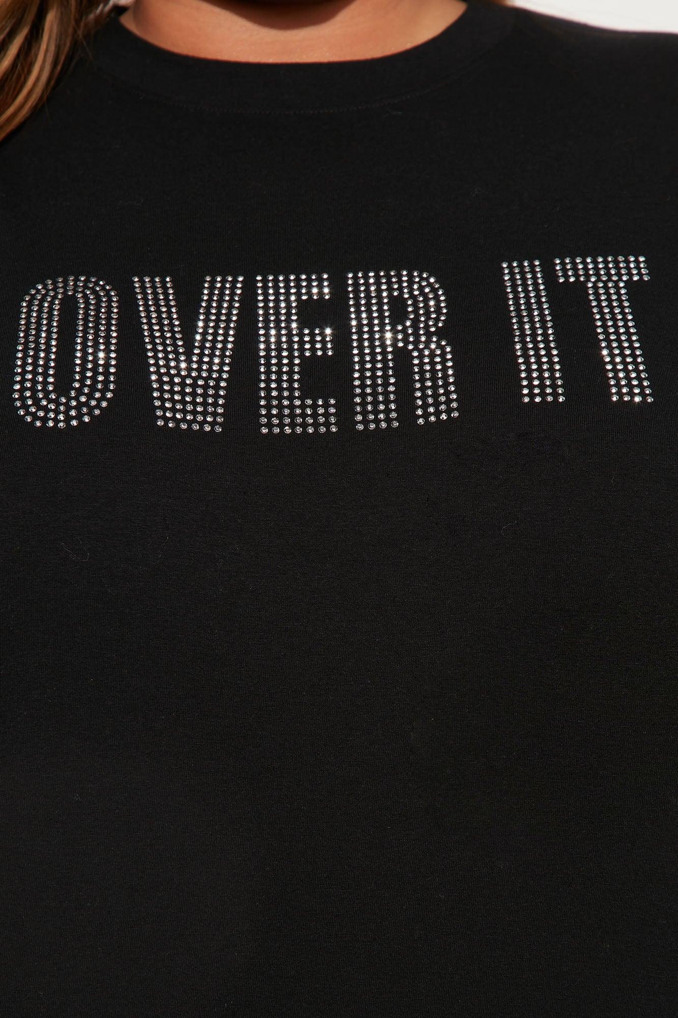 Over It Rhinestone Top - Black Product Image